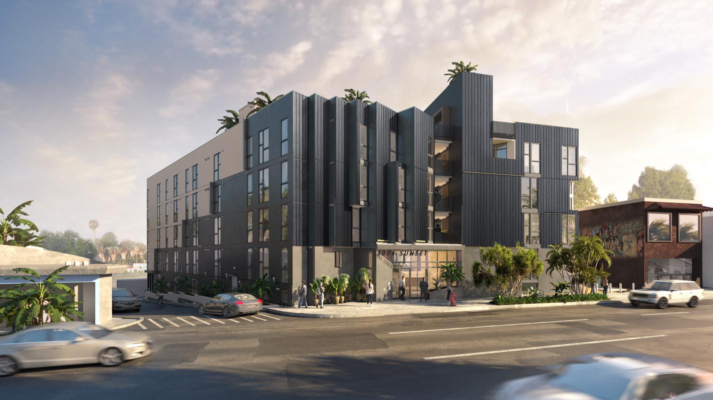 74-unit apartment complex breaks ground at 3004 Sunset Boulevard 